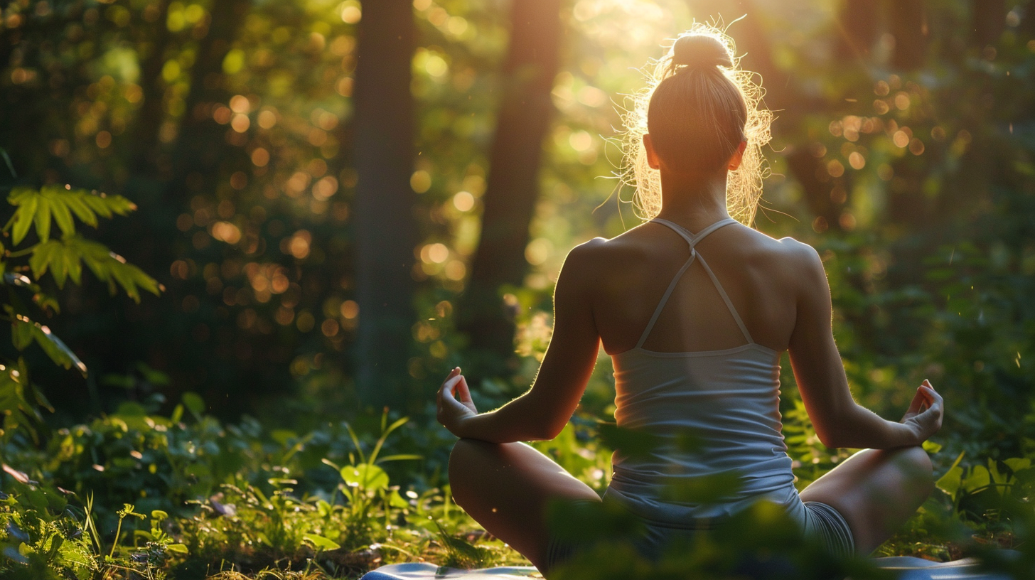 Молода жінка займається йогою в студії