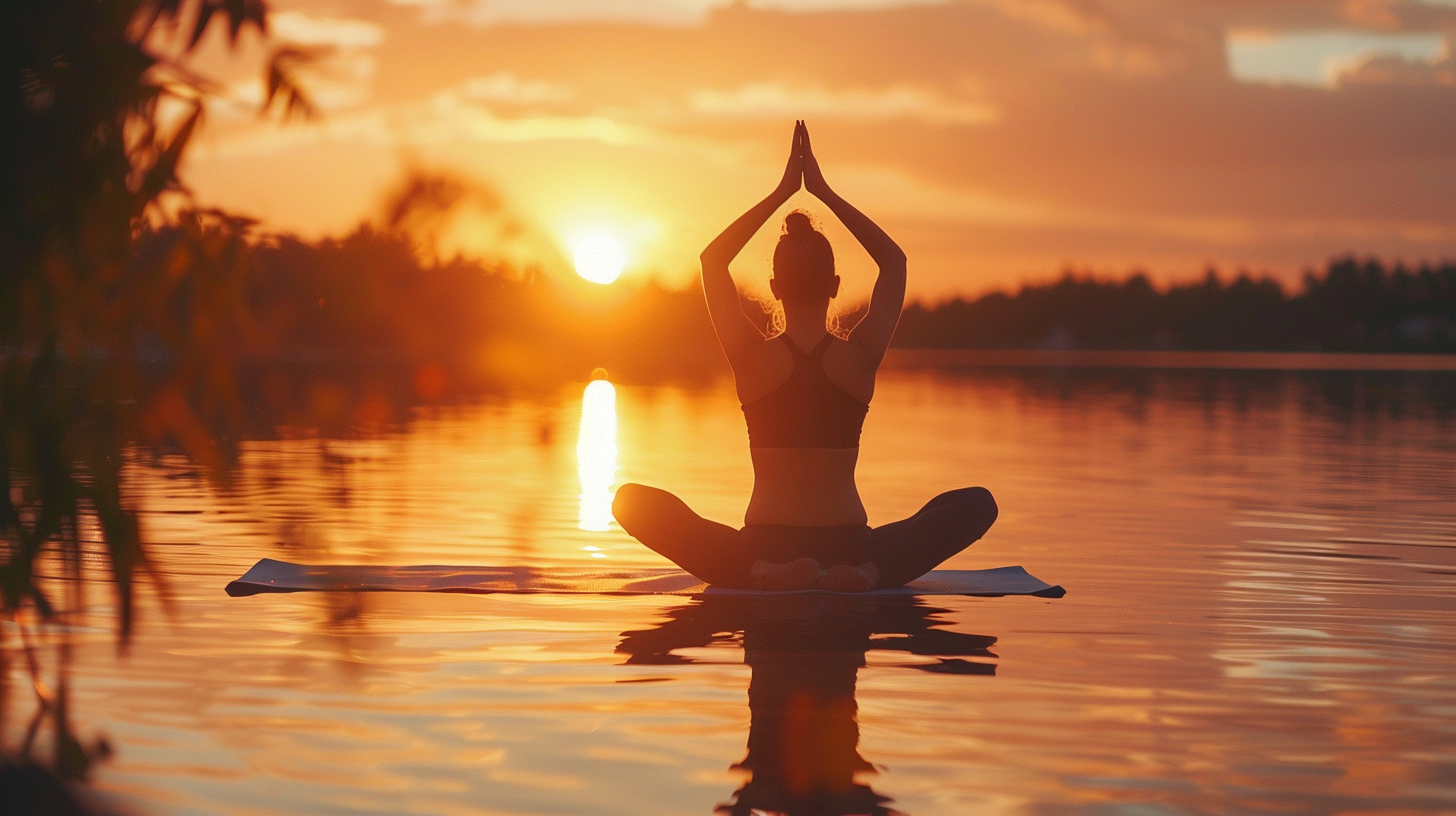 Група людей різного віку займається йогою на природі